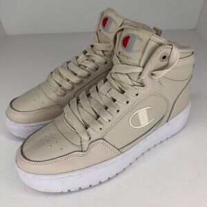 Champion Womens Drome Stone White Lace Up Leather Hi Top Size 7.5W Sneakers